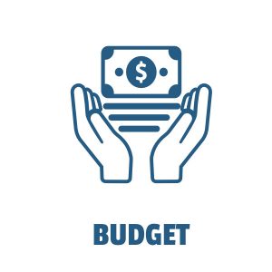 Budget icon, hands holding money